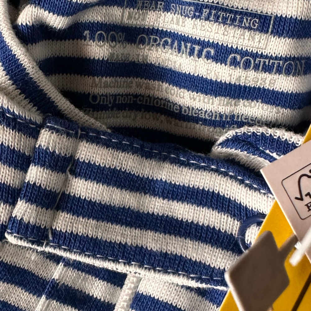 Two Baby 100 % organic cotton zip rompers in mini stripe blue 
NWT - Picture 4 of 7